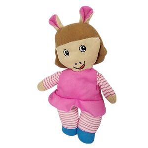 Arthur Marc Brown Plush Doll Pink Striped‎ Dress Bunny Ears Stuffed Toy